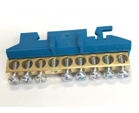 Barramento Neutro para quadro de distribuição em trilho, BRN01-8, azul, WEG. Cod. 13370757