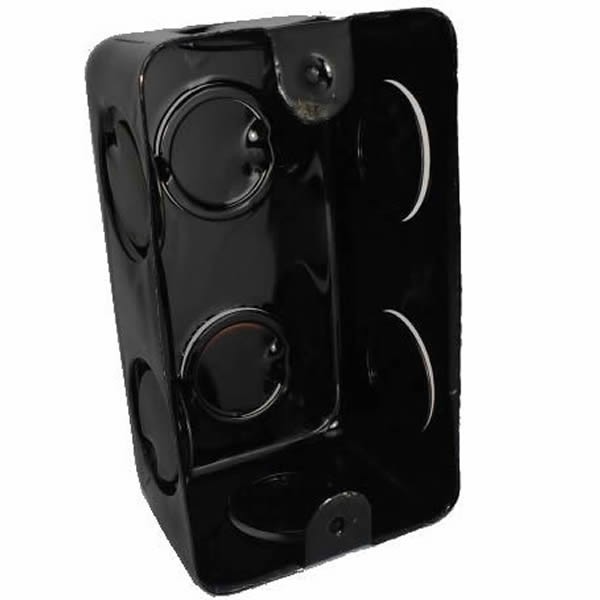Caixa para interruptor 4x2 retangular esmaltada preta STEEL. Cod. 10
