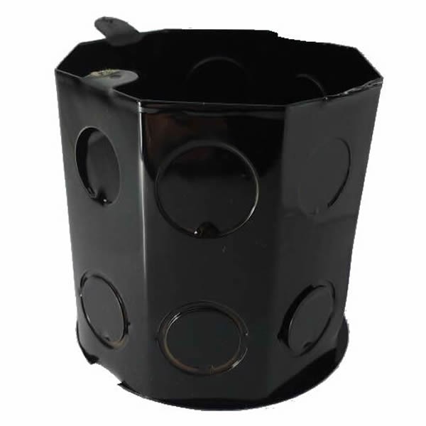 Caixa de passagem laje, fundo móvel duplo, octogonal, esmaltada, preta, STEEL. Cod. 50