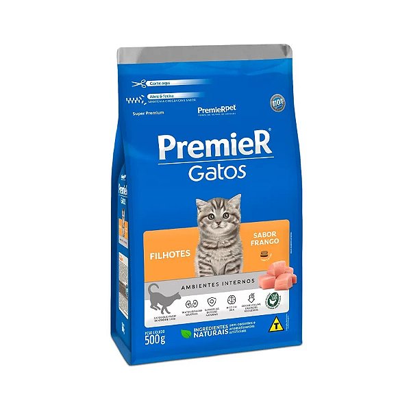 Ração Ambientes Internos, Gato Filhote Frango. 500g. PREMIER. Cod. 3015009
