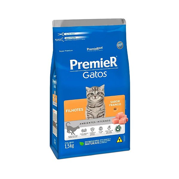 Ração Ambientes Internos, Gato Filhote Frango. 1,5 KG. PREMIER. Cod. 3015003