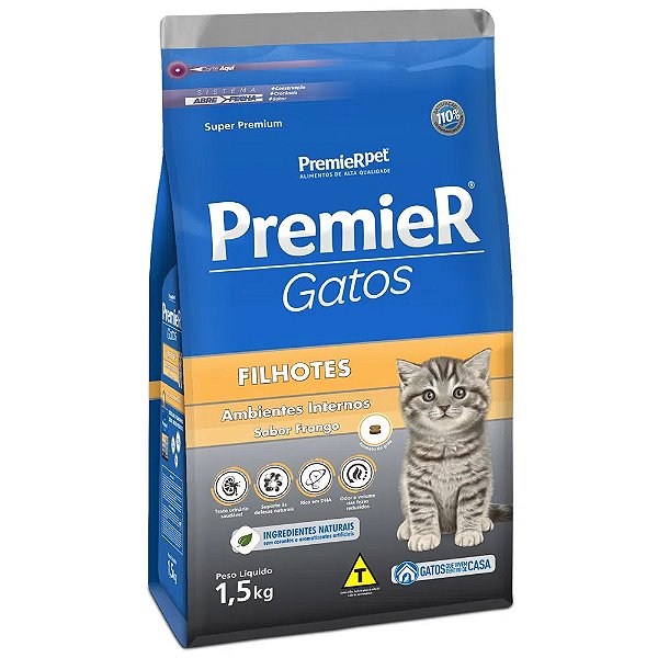 Ração Ambientes Internos, Gato Filhote Frango. 1,5 KG. PREMIER. Cod. 3015003