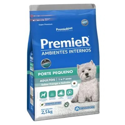 Ração Ambientes Internos, Cão Adulto  Frango e Salmão 2,5 KG. PREMIER. Cod. 3002004