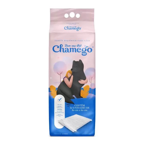 Tapete higiênico CHAMEGO 80X60cm com 30 un. BEM ME PET. Cod. 1229