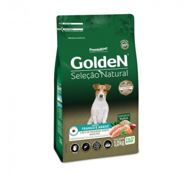 Ração Seleção Natural, Cães Adultos Mini Bits  Frango e Arroz 1KG. GOLDEN. Cod. 3032021