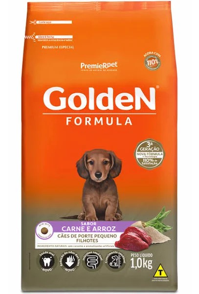Ração Fórmula, Cão Filhote Carne e Arroz Minibits 1 KG. GOLDEN. Cod. 3007044