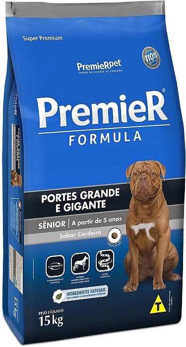 Ração Cães Senior, Raças Grandes Cordeiro 15KG. PREMIER. Cod. 3000051