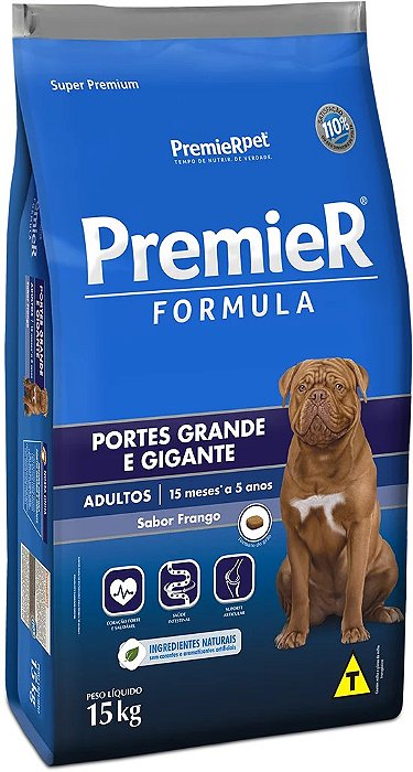 Ração Cães Adultos, Raças Grandes Frango 15KG. PREMIER. Cod. 3000041