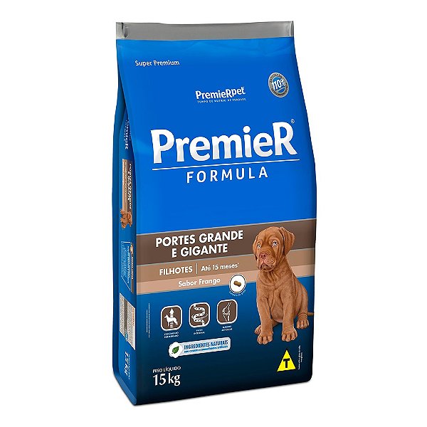 Ração Cães Filhotes, Raças Grandes Frango 15KG. PREMIER. Cod. 3001041