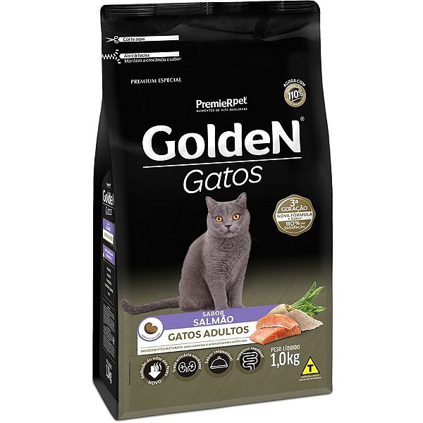 Ração Gato Adulto Salmão 1 KG. GOLDEN. Cod. 3024004
