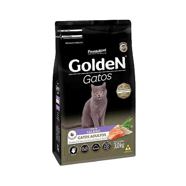 Ração Gato Adulto Salmão 3 KG. GOLDEN. Cod. 3024005
