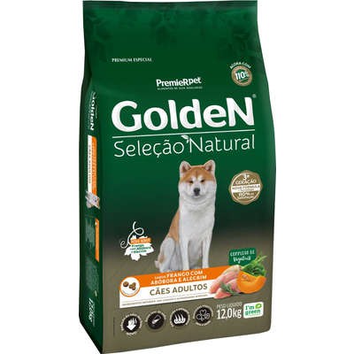 Ração Seleção Natural, Cães Adultos  Abóbora e Alecrim 12 KG. GOLDEN. Cod. 3032082