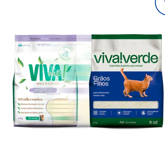 Areia Higiênica Viva Verde  grãos finos  4 kg. PETFIVE. Cod. 60001