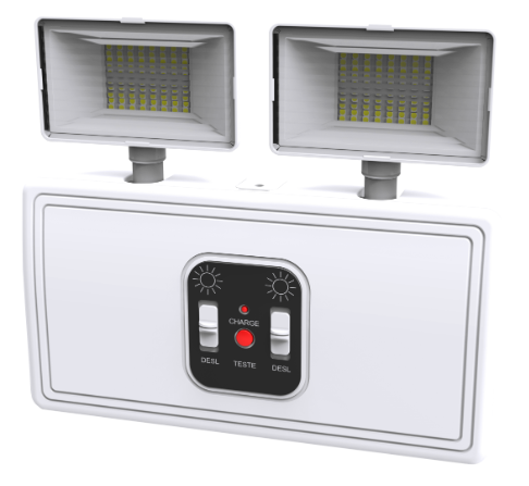 Luminária De Emergência 2 Faróis Led 1200 LM 6500K Bivolt. GALAXY LED. Cod. 1753