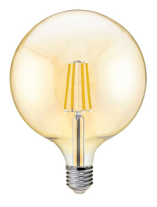 Lâmpada Filamento Led Globo G125 4W Âmbar 2200K Bivolt, GALAXY LED. Cod 5039