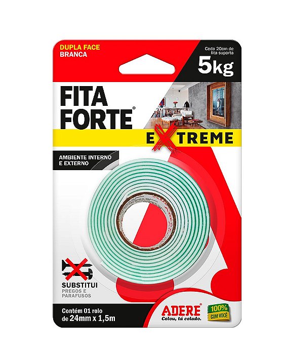 Fita Forte dupla Face Extreme 24mm X 1,5m, ADERE, Cod. 25585030122