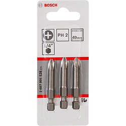 Ponta PH2, 49mm Extra Hard. c/ 3 un  BOSCH. Cod. 2607001528