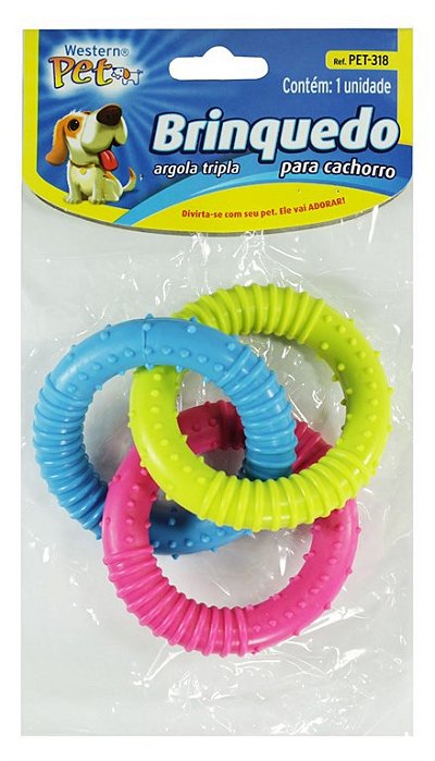 Brinquedo para cão argola tripla 7,7cm .WESTERN PET. Cod. PET-318
