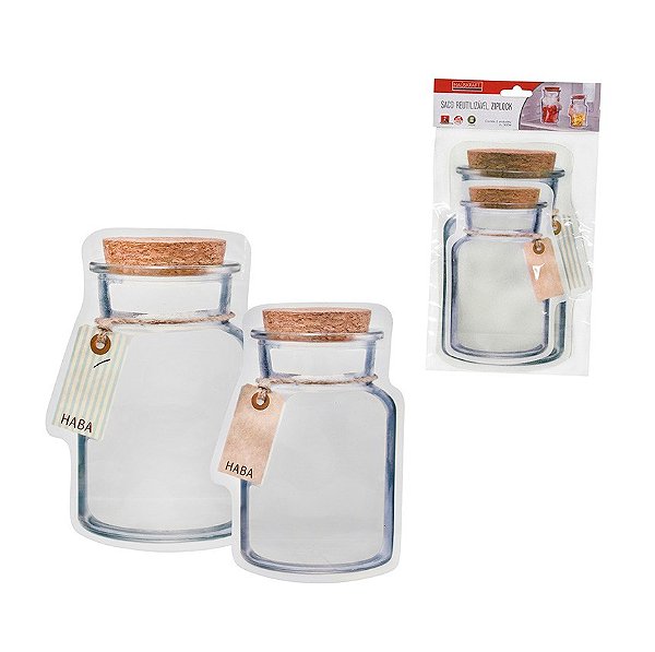 Jogo 2 sacos reutilizável ziplock pote.HAUSKARFT. Cod. SACR-005