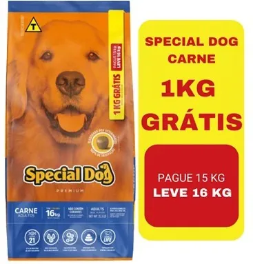 Ração Premium de Carne 15KG + 1KG GRÁTIS . SPECIAL DOG. Cod. 150010001010