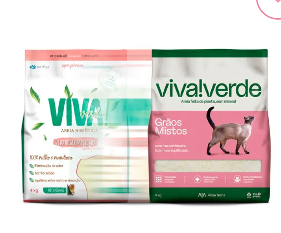 Areia Higiênica Viva Verde  grãos mistos 4 kg. PETFIVE. Cod. 5164