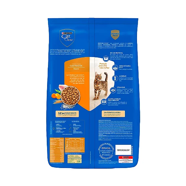 Ração para gatos castrados, peixe, 10,1 Kg. CAT CHOW . Cod. 65397