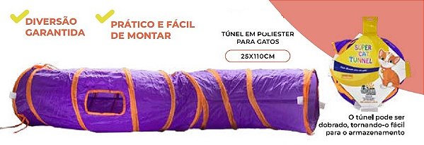 Túnel em poliéster para gatos 110 cm. SAVANA. Cod. CAT057