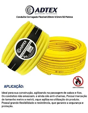 Eletroduto AMARELO (Conduíte Corrugado) ADTEX. Bobina.
