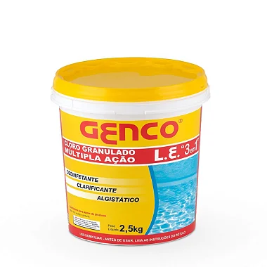 GENCO LE Cloro granulado múltipla ação 3 em 1. GENCO. 2,5 kg. Cod 405232