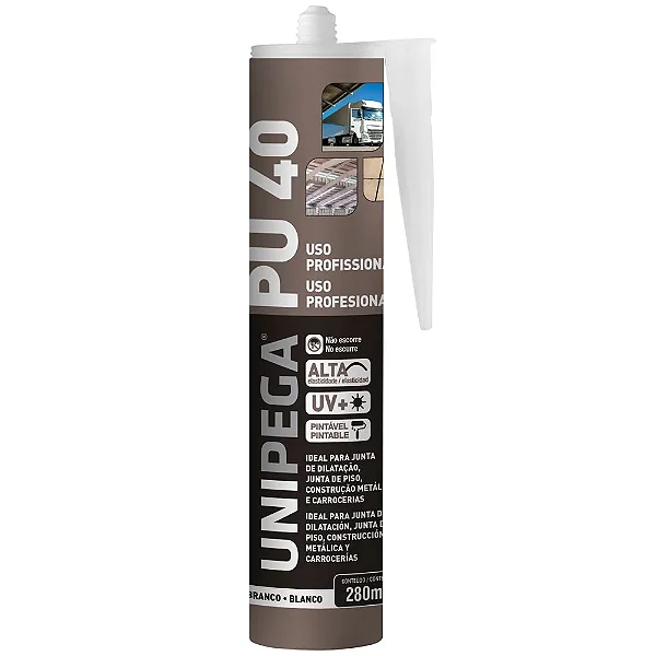 Adesivo PU40 branco 280ML/400g.UNIPEGA. Cod. 762800