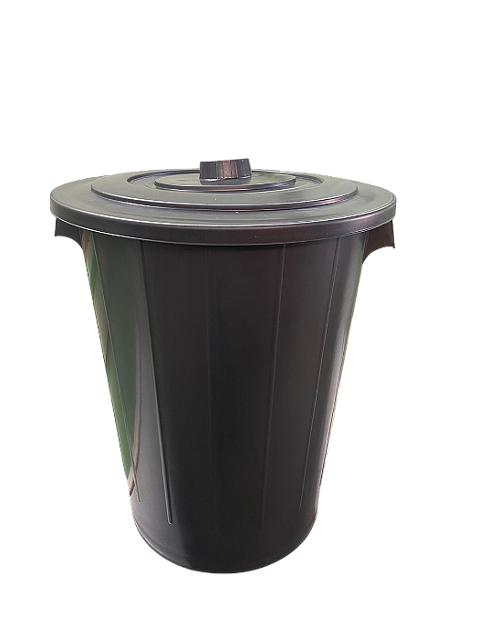 Cesto fechado de lixo 60l preto. INJEPLASTEC. Cod.13408