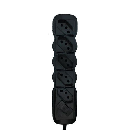 Régua Tomada extensão 10A 5 Tom 2P+T cabo 1m Preto. ILUMI. Cod. 810400