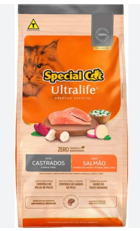 Ração Special Cat Ultralife Castrados, Salmão, 20kg. Cod 150025004008