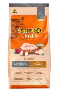 Ração Special Cat Ultralife Castrados, Frango, 20kg. Cod 150025005008