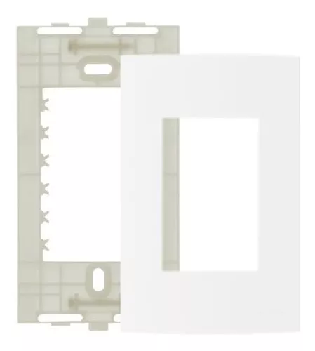 Conjunto Placa 4x2" 3 Posto Horizontal + Suporte Branco Linha sleek. MARGIRIUS. Cod. 16023