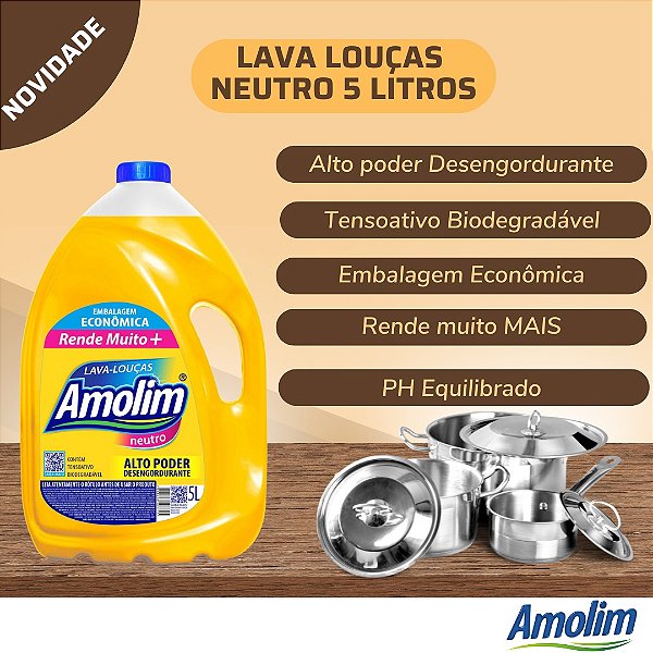 Lava louças Neutro 5l. AMOLIM. Cod. 23223
