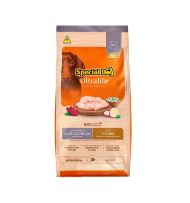 Ração Ultralife cães raças pequenas adultos light/castrado frango 10,1kg. SPECIAL DOG. Cod. 150020008003