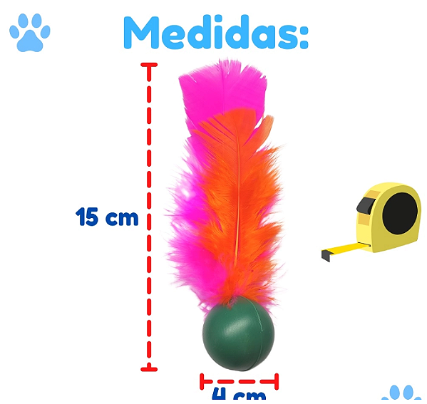 Brinquedo plástico bola c/guizo e penas. EZOO. Cod 92863