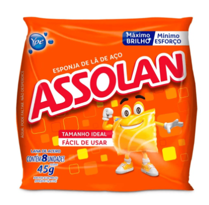 Esponja de lã de aço 45G. ASSOLAN. Cod. 3GTPZW7B6