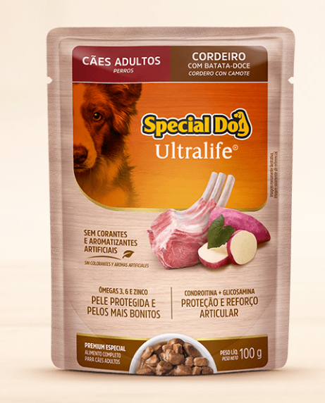 Sache Ultralife Adulto cordeiro 100G.SPECIAL DOG. Cod. 037048