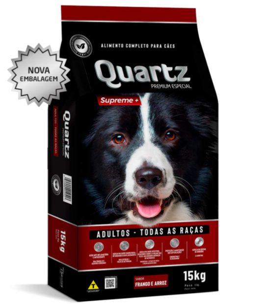 Raçao Supreme todas as raças frango e arroz 24% 15 KG. QUARTZ.  Cod 278
