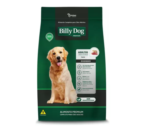 Ração ossinho 20% 15+ 1kg GRÁTIS. BILLY DOG. Cod. 1