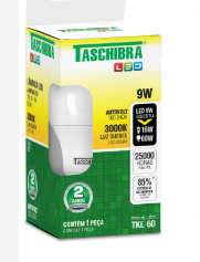 Lâmpada led TKL, 9W 3000K Bivolt. TASCHIBRA. Cod. 11080246