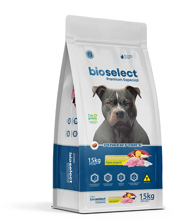 Ração  premium Power force 15kg. BIOSELECT. Cod. 116