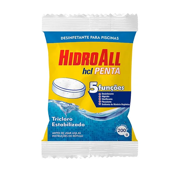 Pastilha Tablete HCL Penta  5em1 200g. HIDROALL. Cod.14248