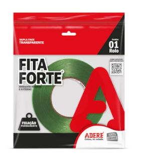 Fita Forte transparente dupla Face ambiente interno e externo 12mm X 20m, ADERE, Cod. 28452001416