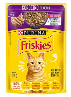 Alimento p/ gato FRISKIES sachê molho cordeiro 85G. Cod 1145011