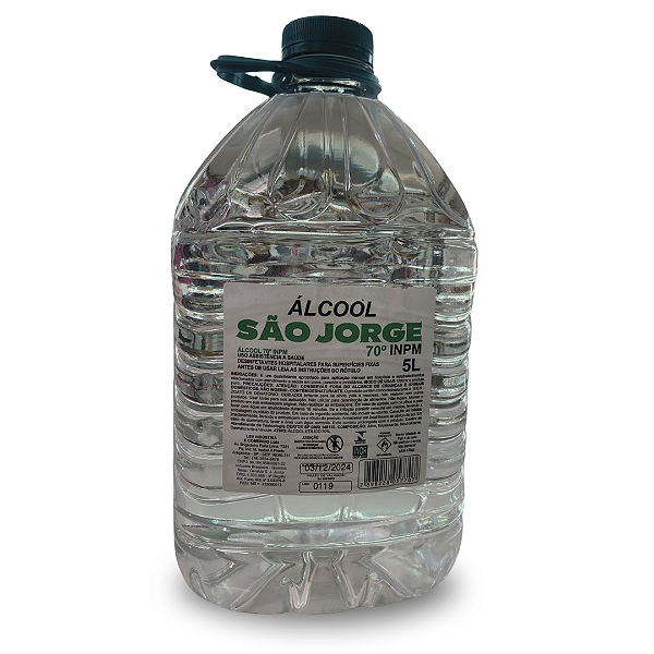 Álcool liquido 70% 5l. SÃO JORGE. Cod. 045728001
