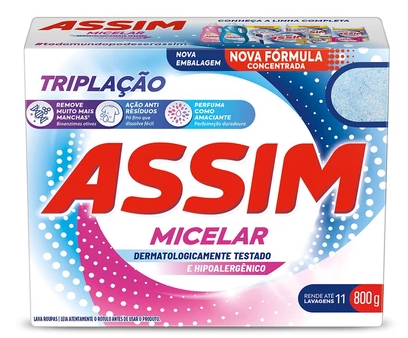 Lava roupa em pó micelar, 800g, ASSIM. Cod 1165658