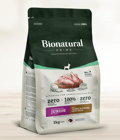 Ração Bionatural para Cães JUNIOR RP Frango, Blueberry, Coco e Aveia 2,5 kg. SPECIAL DOG Cod 150.050.004.008